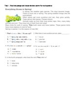 Bài tập Tiếng Anh Lớp 3 - Phần Reading - Task 1
